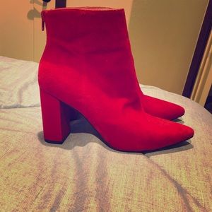 Show Stopping Red Suede Boots